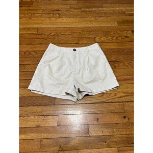 Cider Womens Pleated Shorts Size Medium Sandy Beige Pleated Linen Blend NWT